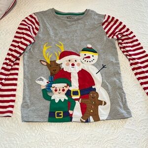 Mini boden Santa appliqué long sleeve shirt size 9-10 y